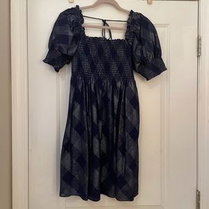 HILL HOUSE HOME Navy Glitter Check Athena Dress
